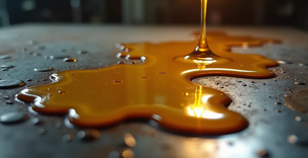 Professional rust protection oil spray treatment being applied to vehicle undercarriage